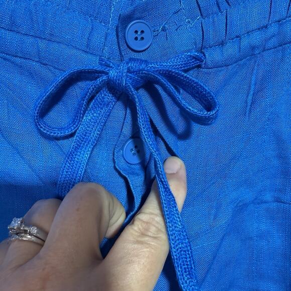 CY Fashion Shorts Women’s 1XL Blue Linen Drawstring Elastic Waist Casual Pockets - Picture 5 of 9